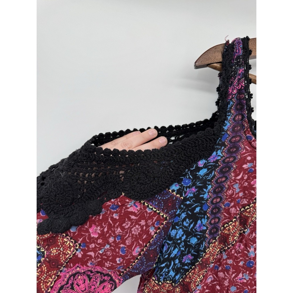 Bila Cold Shoulder XL Floral Crochet Shoulder Trim Bell Sleeve Boho Festival - Picture 6 of 10